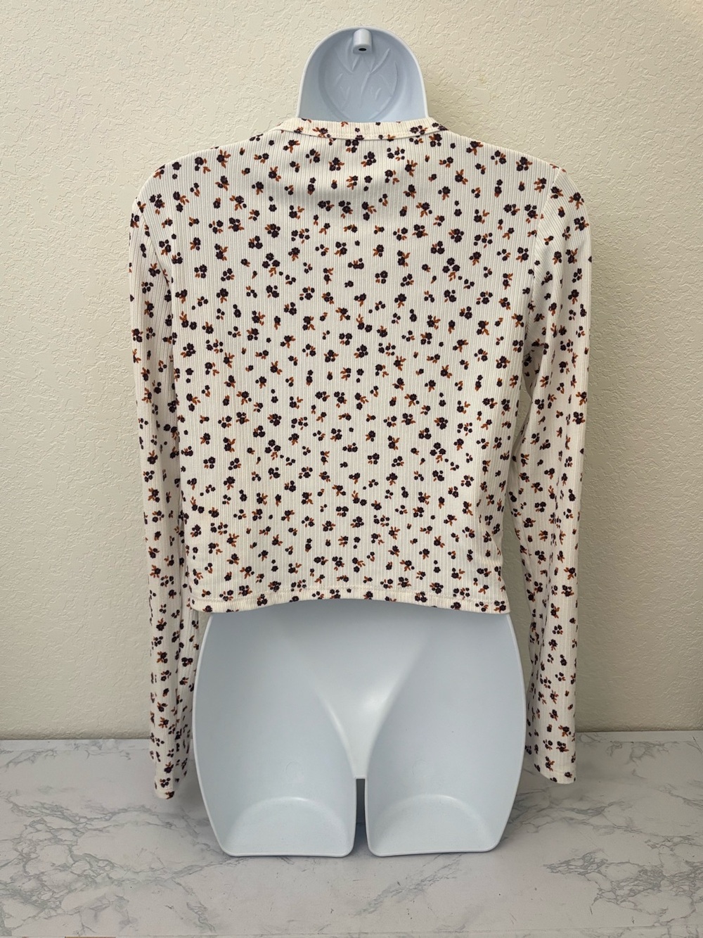 Pink Rose Ditsy Floral Top Womens L Soft Girl Dainty Feminine Button Down - Picture 4 of 6